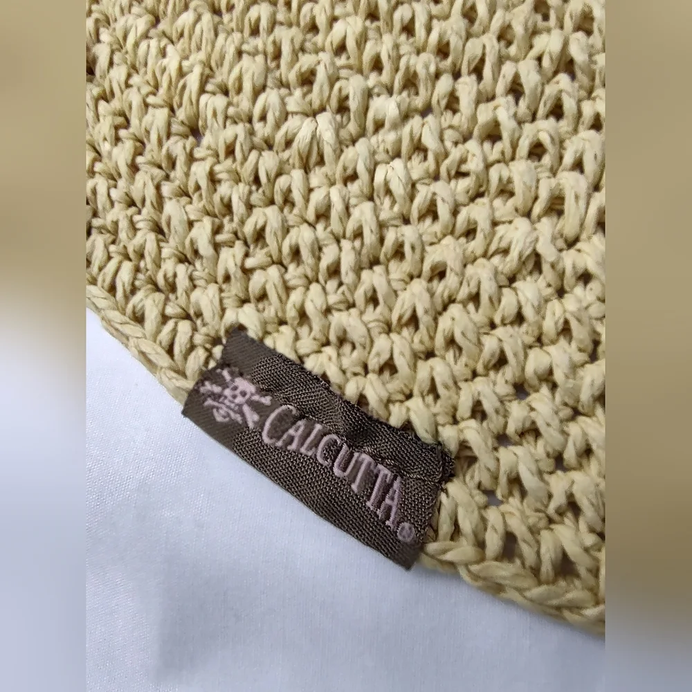 Calcutta Brand Women's Floppy Beach Woven Straw Hat Wide Brim Foldable Soft Feel - Picture 3 of 11